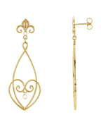 Brinco Flor-de-lis em Ouro 14k com Diamantes Naturais – Modelo 5