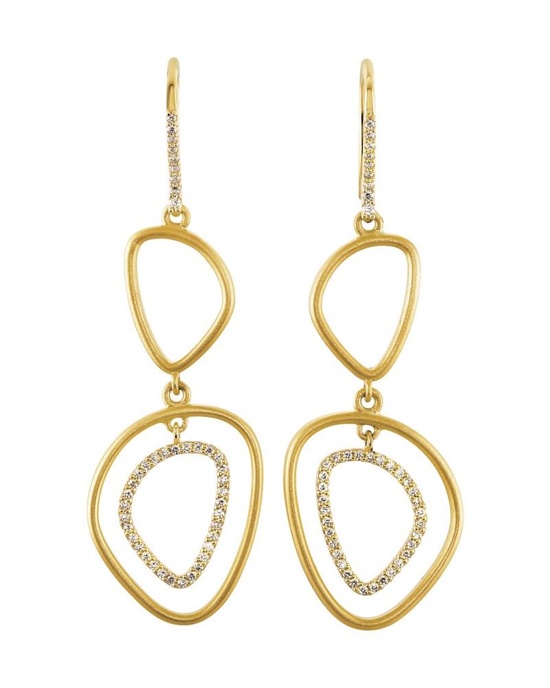 Brinco Silhueta Vazada em Ouro 14k com Diamantes Naturais