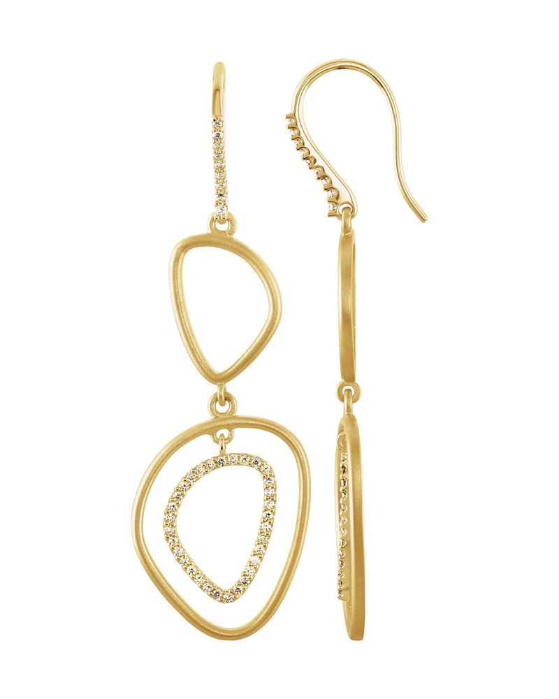 Brinco Silhueta Vazada em Ouro 14k com Diamantes Naturais