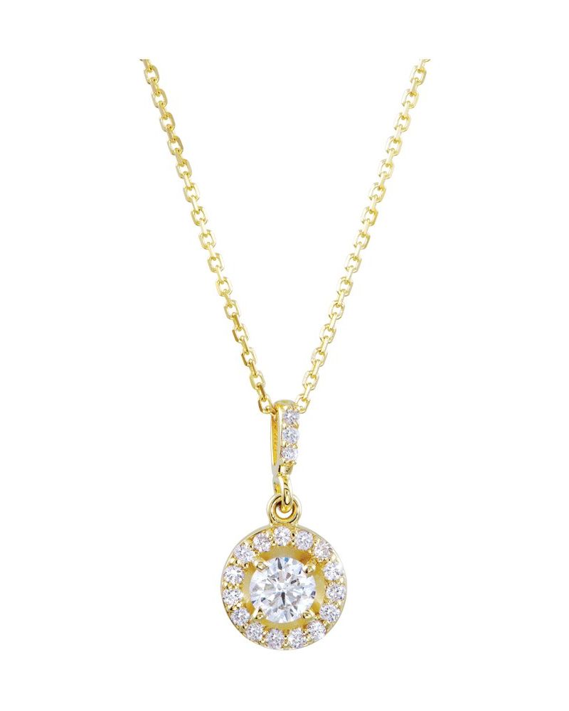 Colar Halo em Ouro 14k com Diamantes de Laboratório – Modelo 2