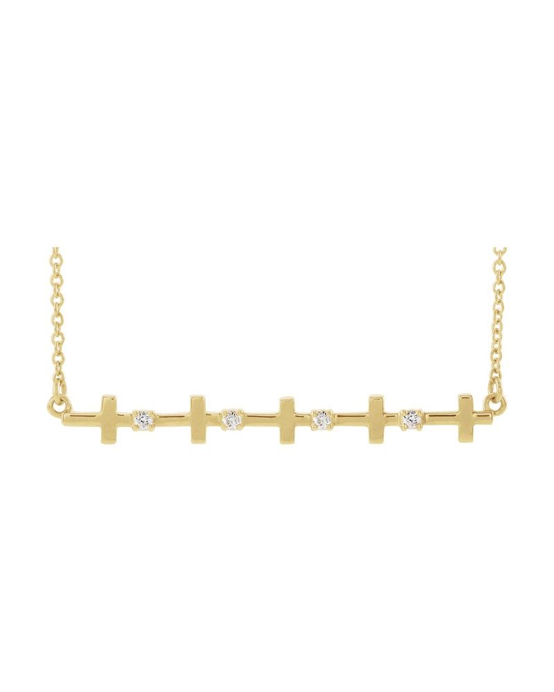 Colar Cruz Barra em Ouro 14k com Diamantes Naturais