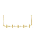 Colar Cruz Barra em Ouro 14k com Diamantes Naturais