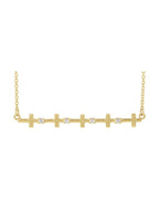 Colar Cruz Barra em Ouro 14k com Diamantes Naturais