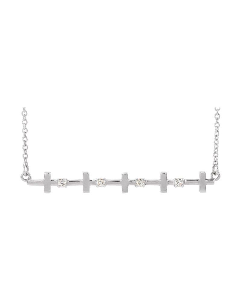 Colar Cruz Barra em Ouro 14k com Diamantes Naturais