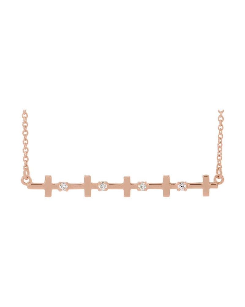 Colar Cruz Barra em Ouro 14k com Diamantes Naturais