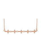 Colar Cruz Barra em Ouro 14k com Diamantes Naturais