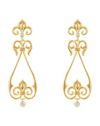 Brinco Flor-de-lis em Ouro 14k com Diamantes Naturais – Modelo 2