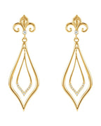 Brinco Flor-de-lis em Ouro 14k com Diamantes Naturais – Modelo 3