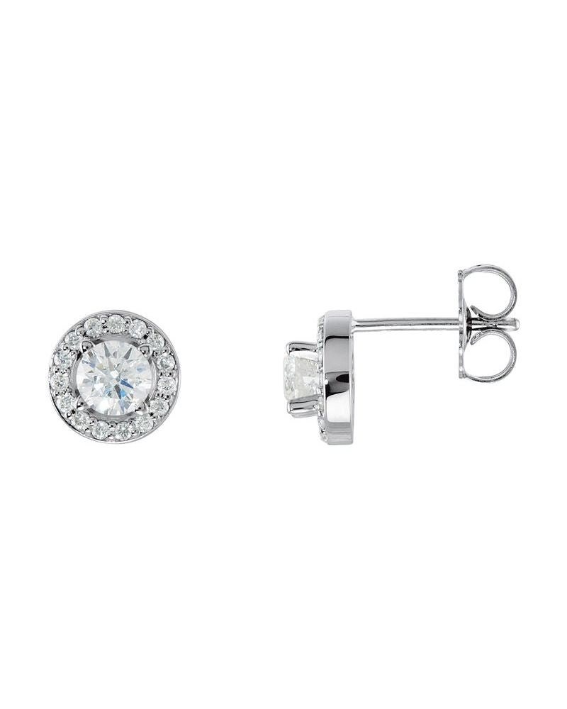 Brinco Redondo Quatro Garras Halo em Ouro 14k com Diamantes de Laboratório