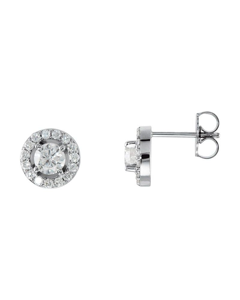 Brinco Redondo Quatro Garras Halo em Ouro 14k com Diamantes de Laboratório