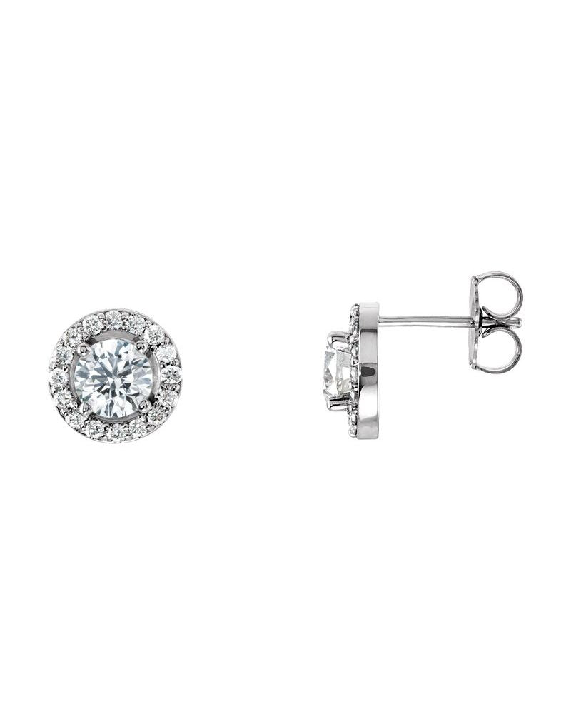 Brinco Redondo Quatro Garras Halo em Ouro 14k com Diamantes de Laboratório