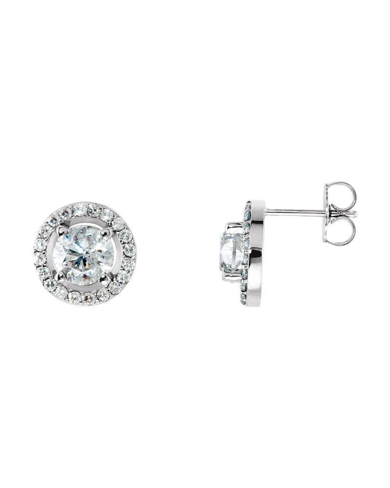 Brinco Redondo Quatro Garras Halo em Ouro 14k com Diamantes de Laboratório