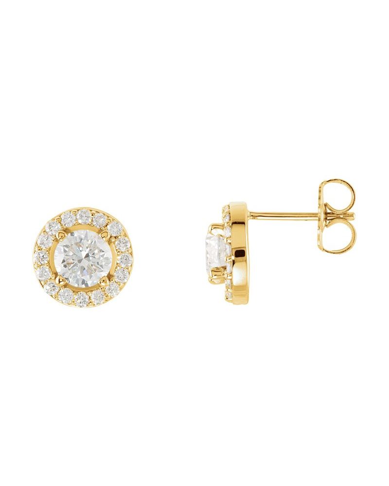 Brinco Redondo Quatro Garras Halo em Ouro 14k com Diamantes de Laboratório