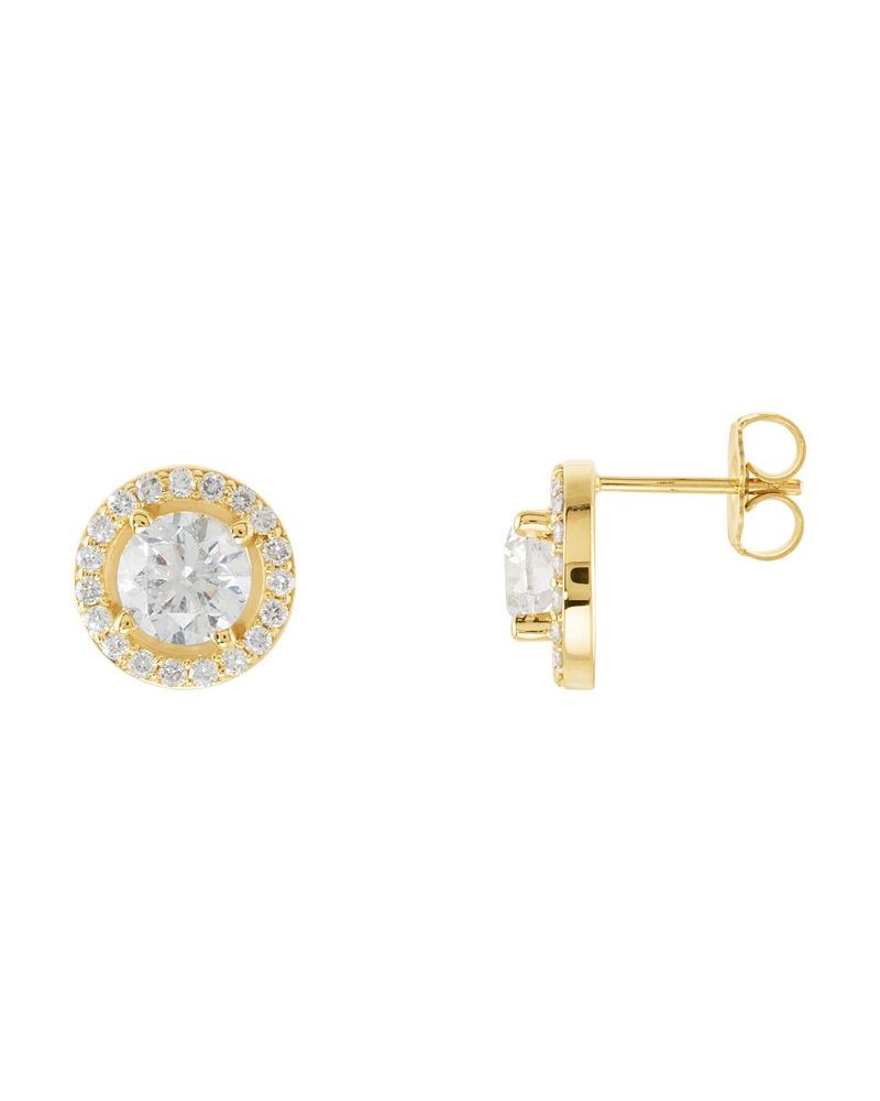 Brinco Redondo Quatro Garras Halo em Ouro 14k com Diamantes de Laboratório