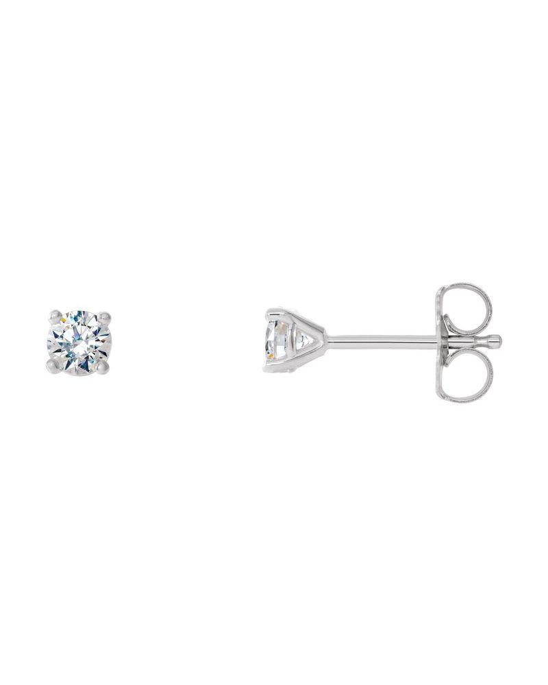 Brinco Ponto de Luz Redondo Quatro Garras Coquetel em Ouro 14k com Diamantes de Laboratório