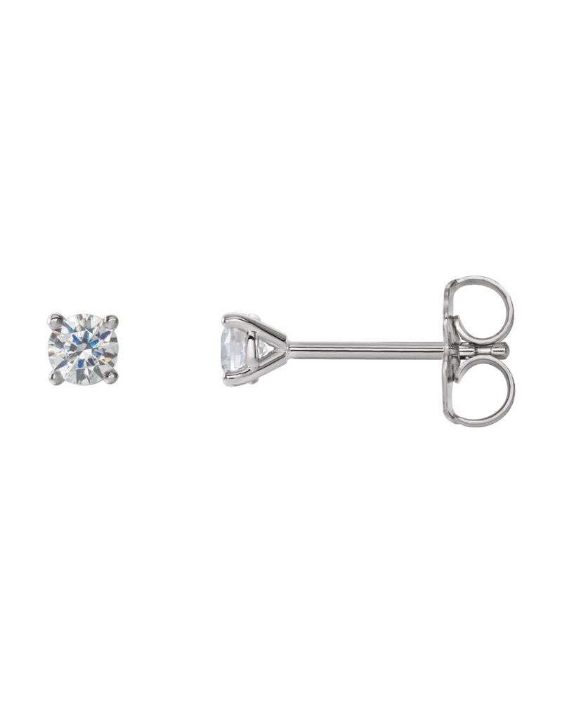 Brinco Ponto de Luz Redondo Quatro Garras Coquetel em Ouro 14k com Diamantes de Laboratório