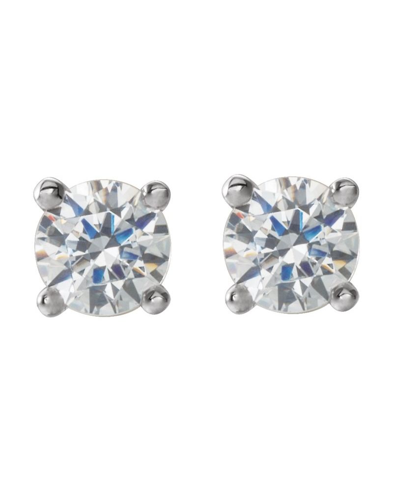 Brinco Ponto de Luz Redondo Quatro Garras Coquetel em Ouro 14k com Diamantes de Laboratório