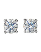 Brinco Ponto de Luz Redondo Quatro Garras Coquetel em Ouro 14k com Diamantes de Laboratório
