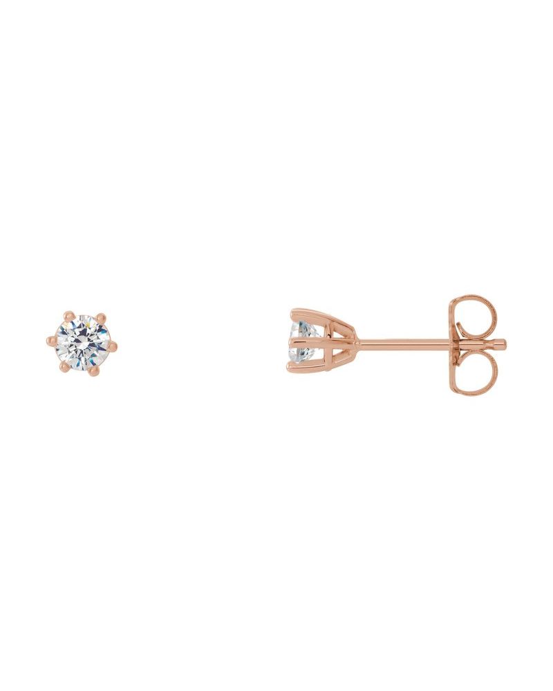 Brinco Ponto de Luz Redondo Seis Garras em Ouro 14k com Diamantes Naturais