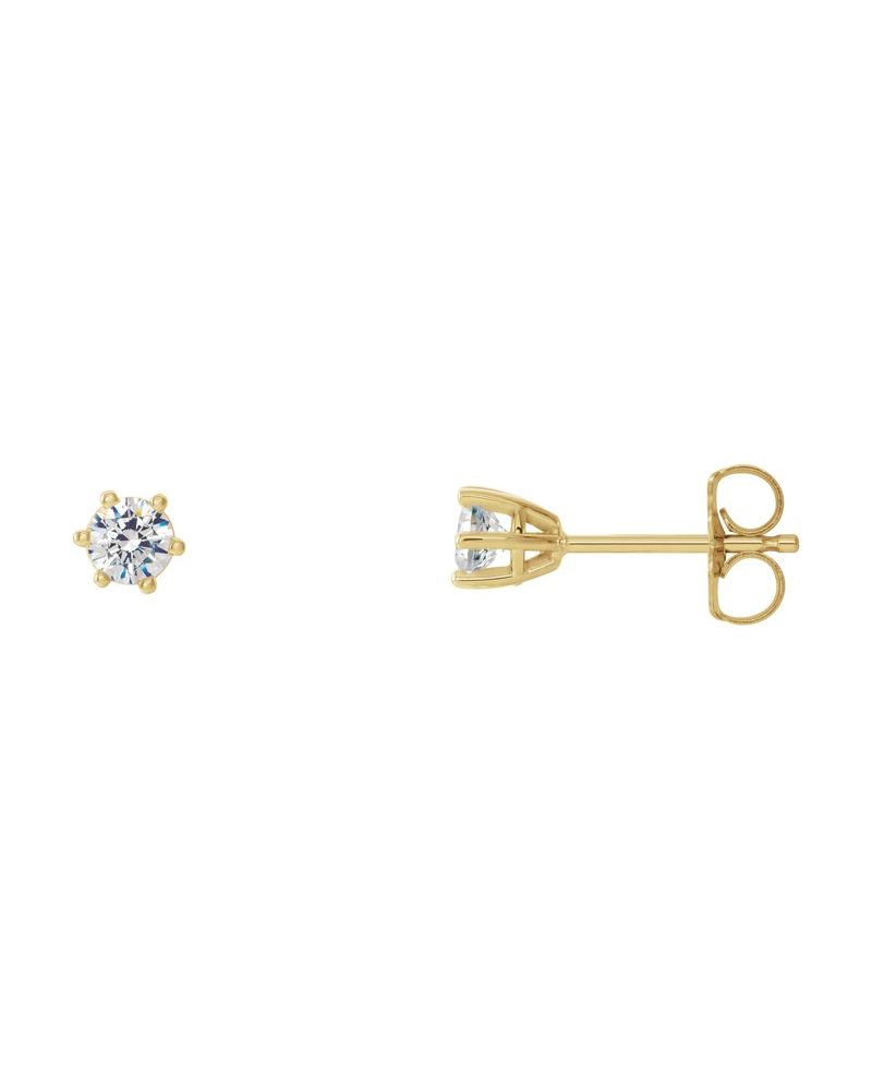 Brinco Ponto de Luz Redondo Seis Garras em Ouro 14k com Diamantes Naturais