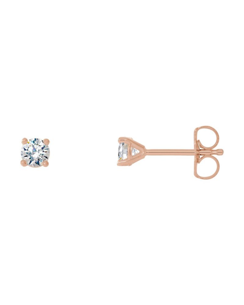 Brinco Ponto de Luz Redondo Quatro Garras Coquetel em Ouro 14k com Diamantes de Laboratório