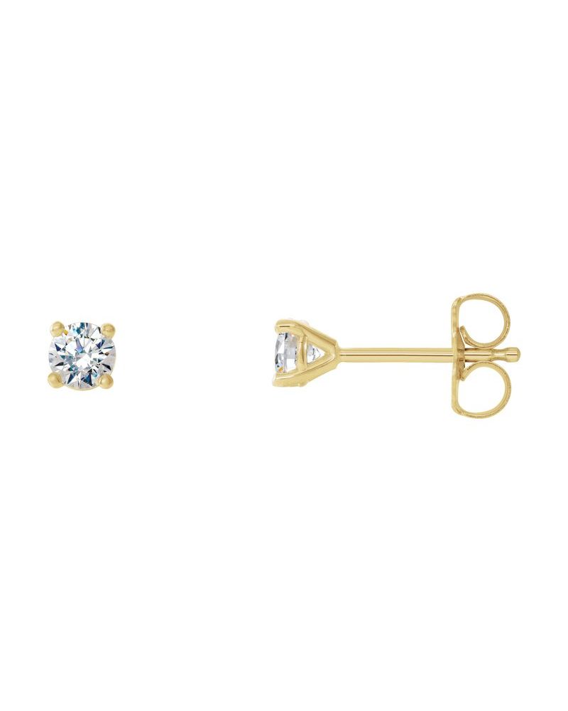Brinco Ponto de Luz Redondo Quatro Garras Coquetel em Ouro 14k com Diamantes de Laboratório
