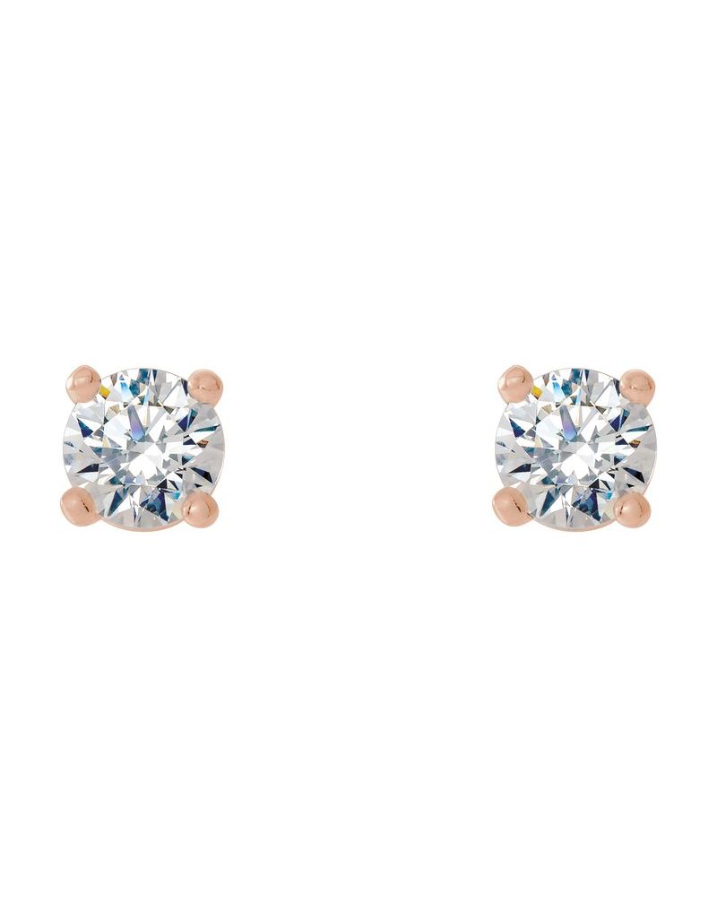 Brinco Ponto de Luz Redondo Quatro Garras Coquetel em Ouro 14k com Diamantes de Laboratório