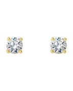 Brinco Ponto de Luz Redondo Quatro Garras Coquetel em Ouro 14k com Diamantes de Laboratório