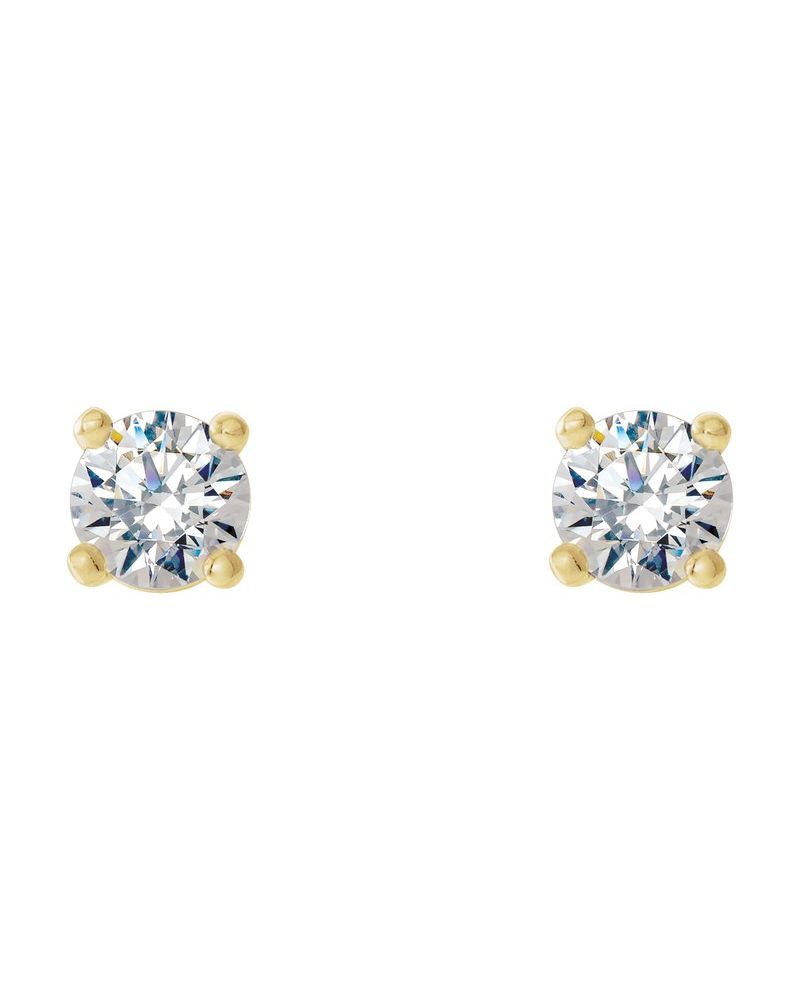Brinco Ponto de Luz Redondo Quatro Garras Coquetel em Ouro 14k com Diamantes de Laboratório