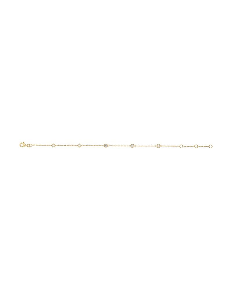 Pulseira Estações com Cravação Bezel em Ouro 14k com Diamantes Naturais