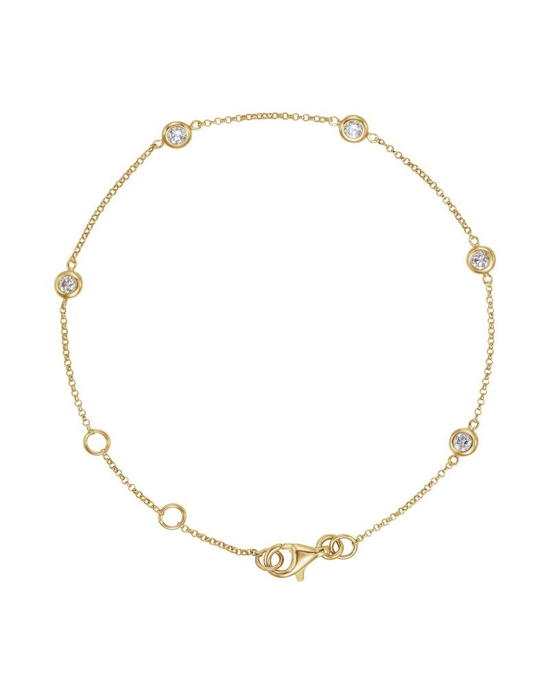 Pulseira Estações com Cravação Bezel em Ouro 14k com Diamantes Naturais
