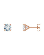 Brinco Ponto de Luz Redondo Quatro Garras Coquetel em Ouro 14k com Diamantes de Laboratório