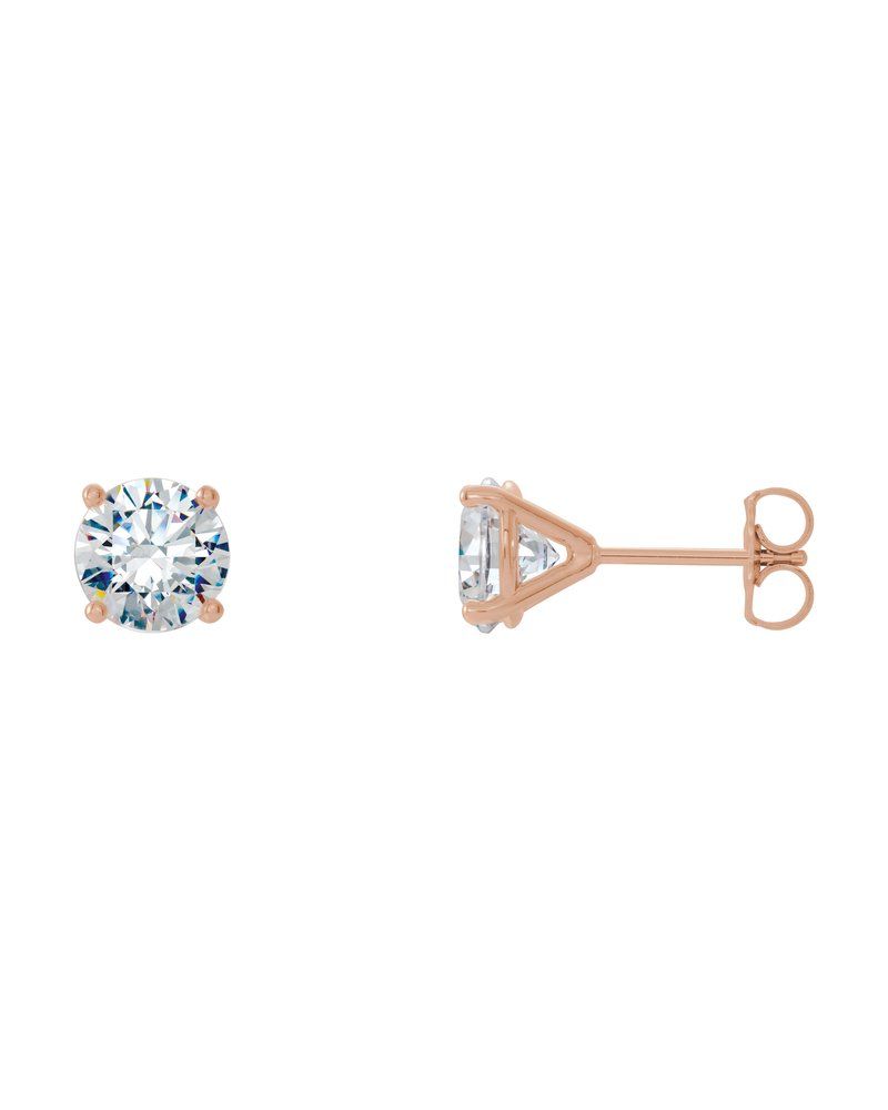 Brinco Ponto de Luz Redondo Quatro Garras Coquetel em Ouro 14k com Diamantes de Laboratório