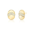 Brinco Folheado a Ouro Oval Liso e Cravejado
