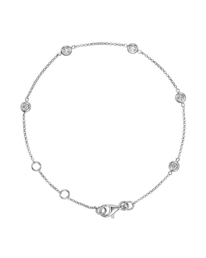 Pulseira Estações com Cravação Bezel em Ouro 14k com Diamantes Naturais