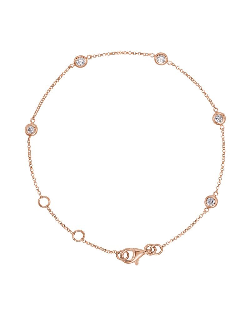 Pulseira Estações com Cravação Bezel em Ouro 14k com Diamantes Naturais