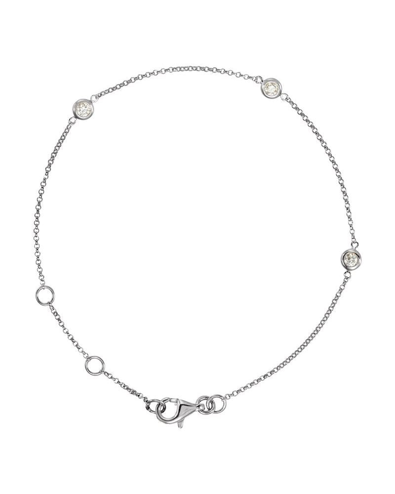 Pulseira Estações com Cravação Bezel em Ouro 14k com Diamantes Naturais – Modelo 2