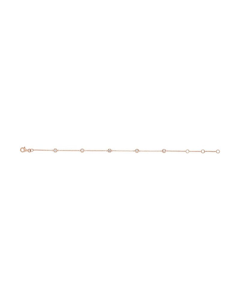 Pulseira Estações com Cravação Bezel em Ouro 14k com Diamantes Naturais