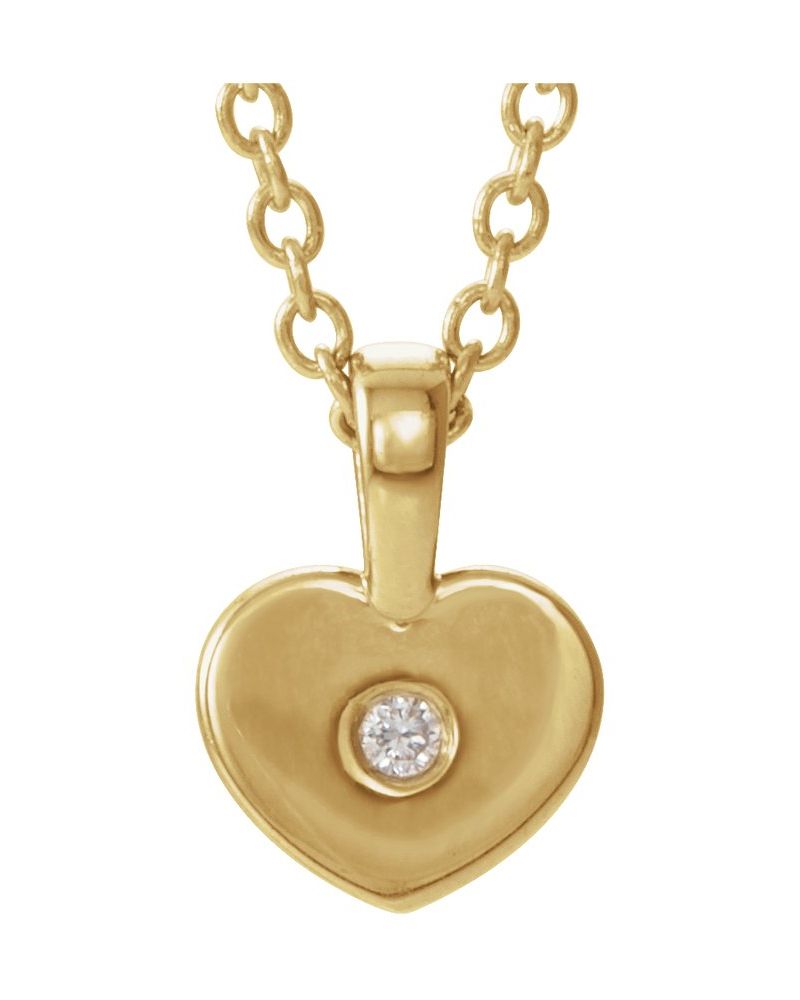 Colar Coração Infantil em Ouro 14k com Diamantes Naturais