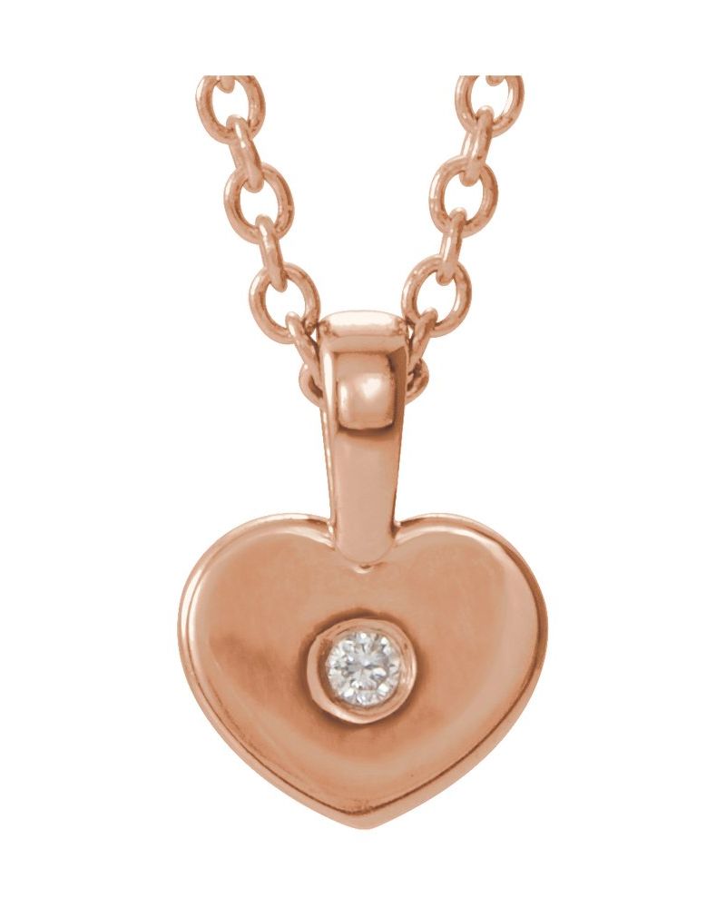 Colar Coração Infantil em Ouro 14k com Diamantes Naturais