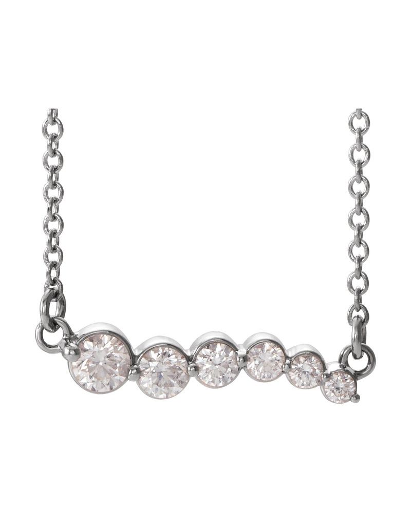 Colar Barra Curva Degradê em Ouro 14k com Diamantes Naturais