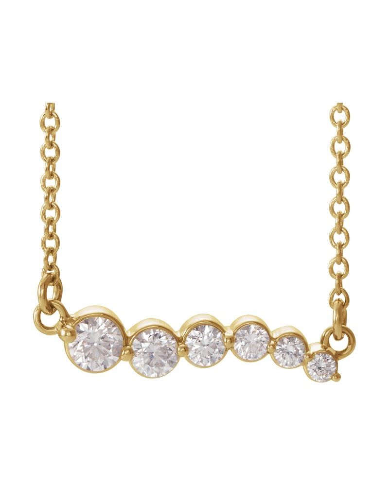 Colar Barra Curva Degradê em Ouro 14k com Diamantes Naturais