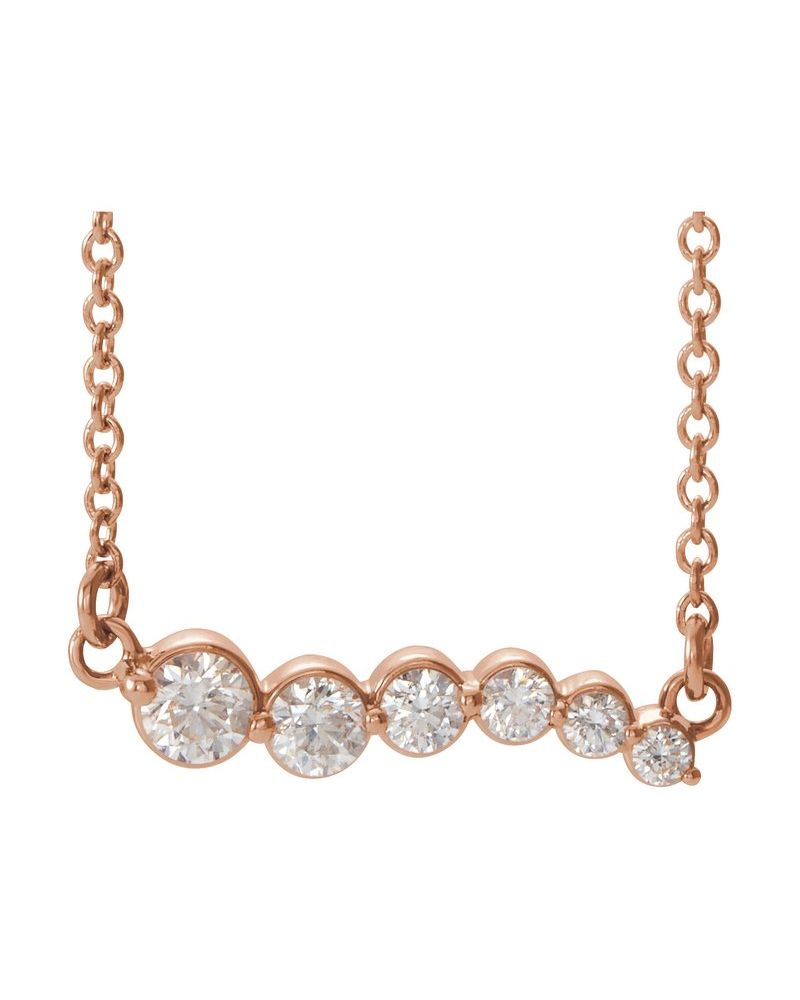 Colar Barra Curva Degradê em Ouro 14k com Diamantes Naturais