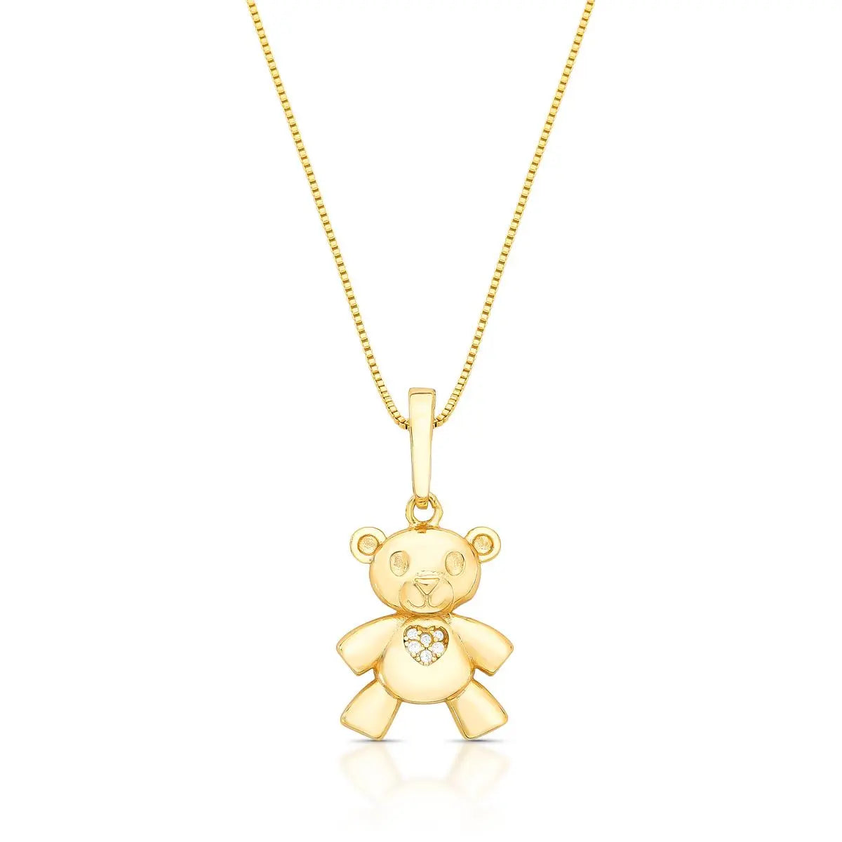 Colar Folheado a Ouro com Pingente de Urso com Fecho e Zircônias
