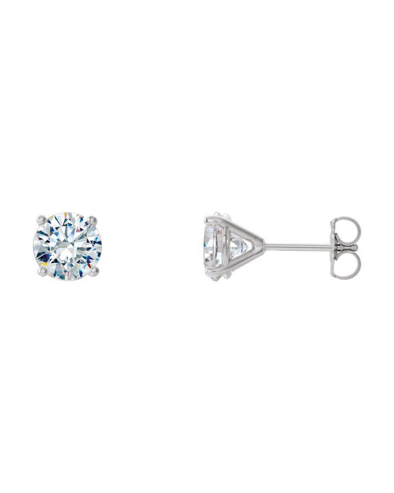 Brinco Ponto de Luz Redondo Quatro Garras Coquetel em Ouro 14k com Diamantes de Laboratório