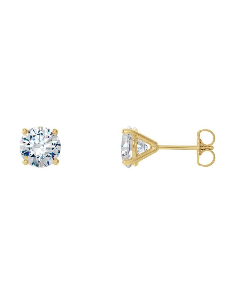 Brinco Ponto de Luz Redondo Quatro Garras Coquetel em Ouro 14k com Diamantes de Laboratório