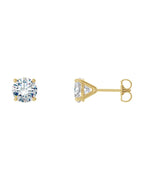 Brinco Ponto de Luz Redondo Quatro Garras Coquetel em Ouro 14k com Diamantes de Laboratório