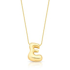 Colar Folheado a Ouro com Pingente de Letra "E" Abaulado