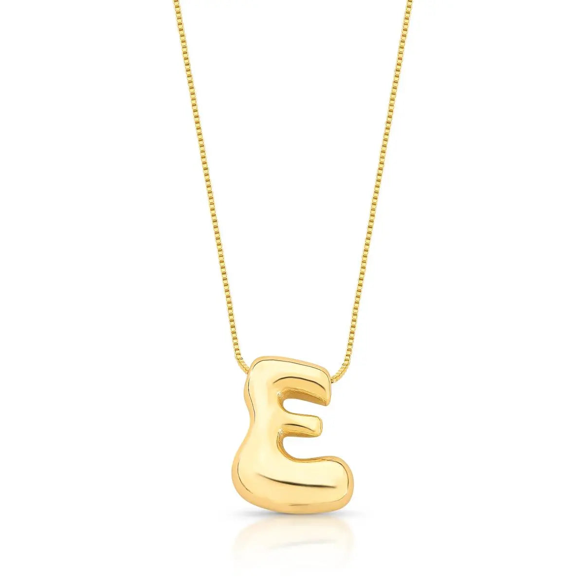 Colar Folheado a Ouro com Pingente de Letra "E" Abaulado
