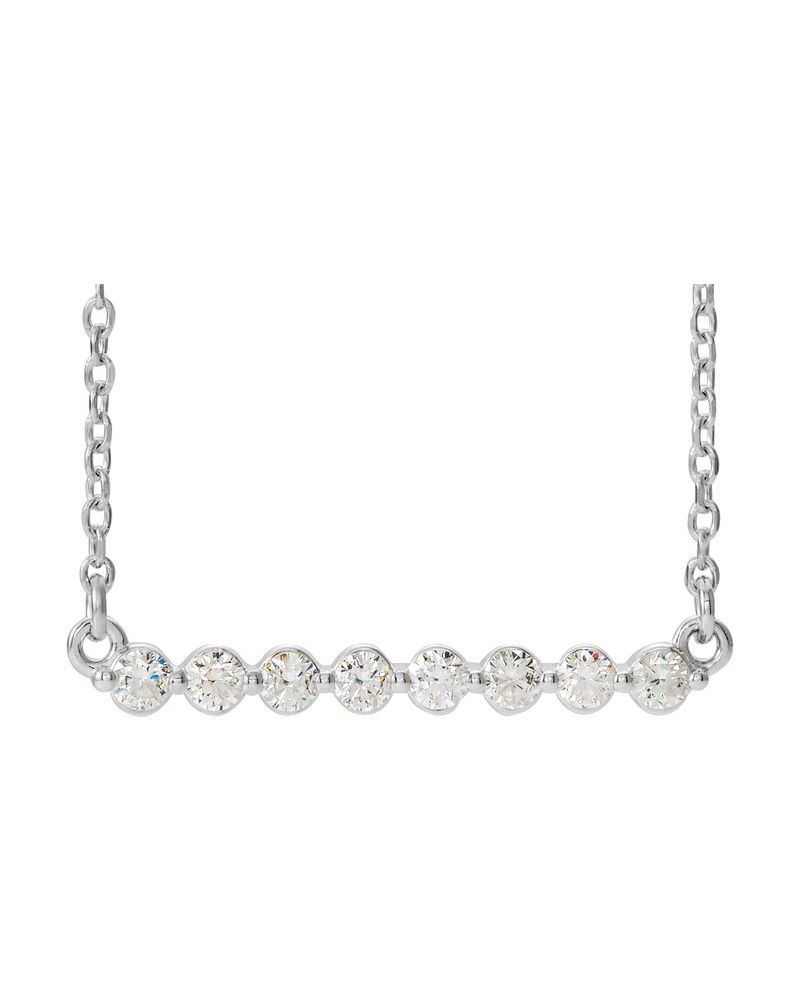 Colar Barra Cravejado em Ouro 14k com Diamantes de Laboratório